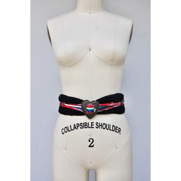 Ginnie Johansen Designs Dallas Belt - Made in USA Rare Black & Metal Heart - Picture 7 of 10